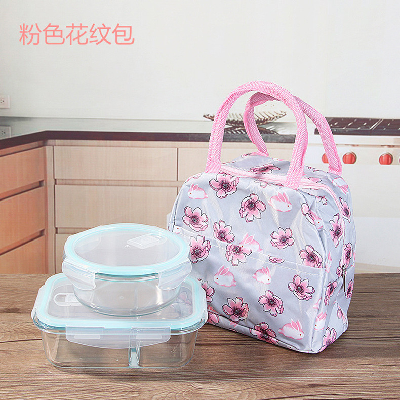 Wholesale Borosilicate Glass Lunch Box Microwave Oven Available Bowl Divided Fresh-Keeping Box Sealed Lunch Box with Lid
