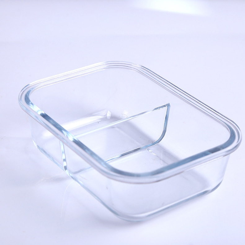 Wholesale Borosilicate Glass Lunch Box Microwave Oven Available Bowl Divided Fresh-Keeping Box Sealed Lunch Box with Lid