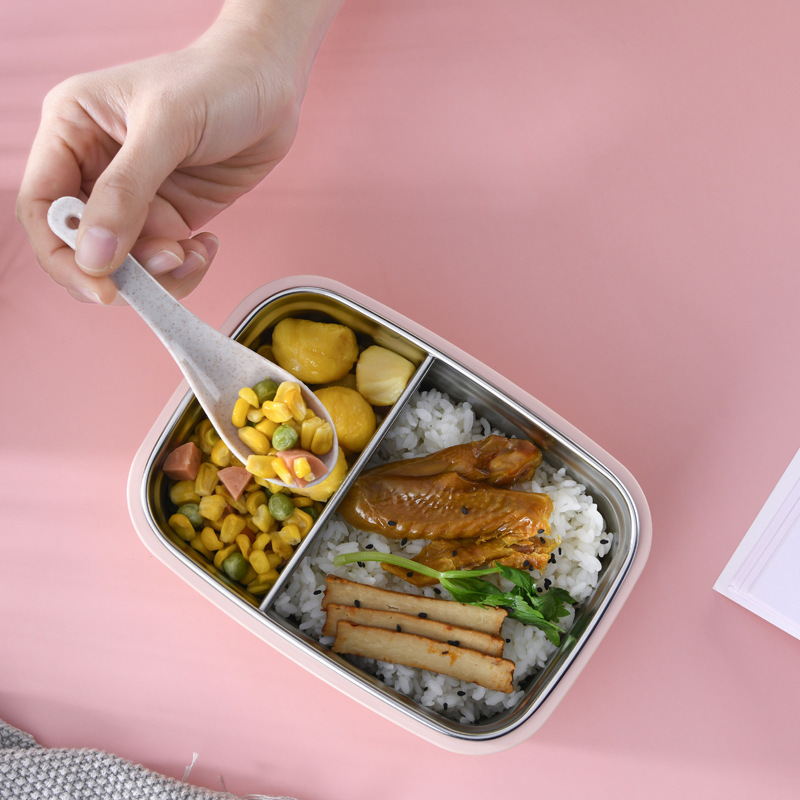 Modern Minimalist Home Stainless Steel Student Bento Box Separated School Commuter Refrigerator Use Fresh-Keeping Food Box