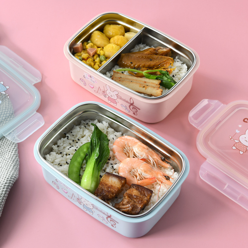 Modern Minimalist Home Stainless Steel Student Bento Box Separated School Commuter Refrigerator Use Fresh-Keeping Food Box