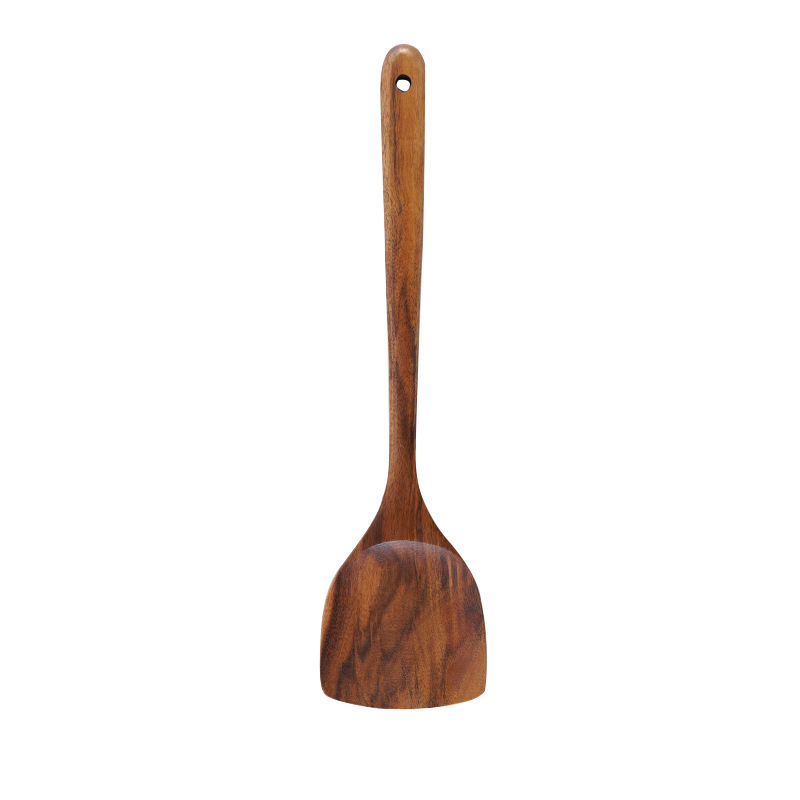 Wooden Turner Nonstick Special Spatula Teak LongHandled Spoon Wooden Colander Wood Small Meal Spoon Strainer Spoon