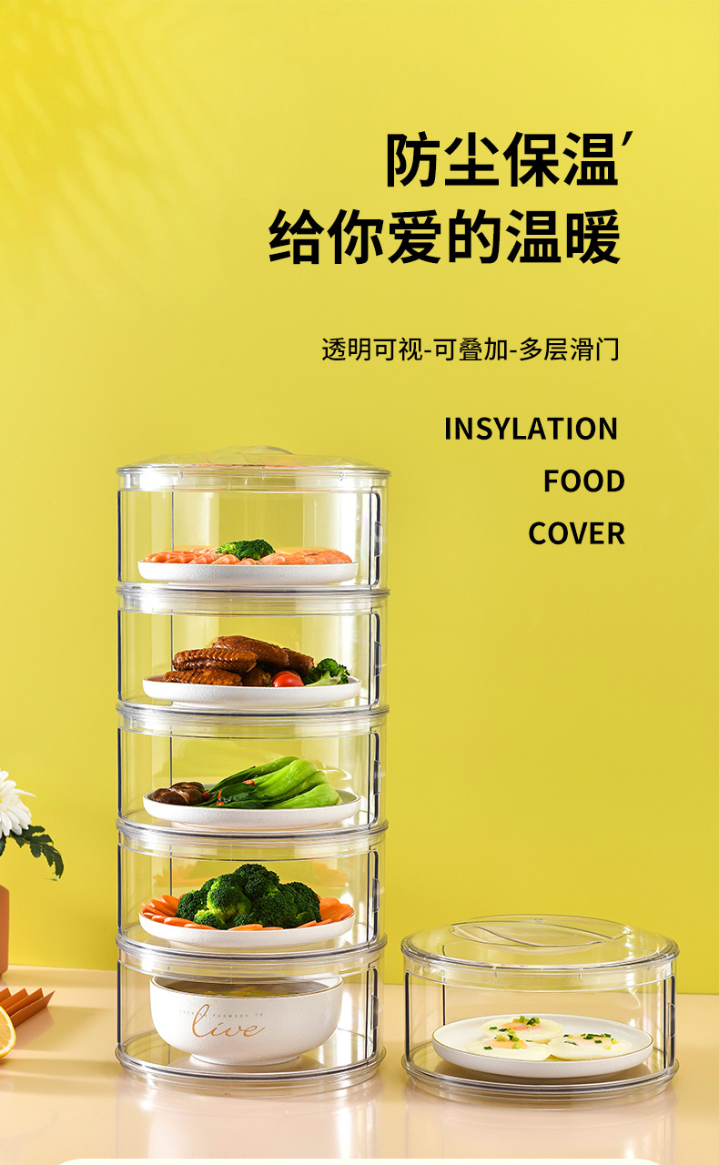 Pet Transparent Thermal Insulation Vegetable Cover Mosquito Dust-Proof Dining Table Food Cover Refrigerator Leftovers Multi-Layer Fresh-Keeping Box Lunch Cover