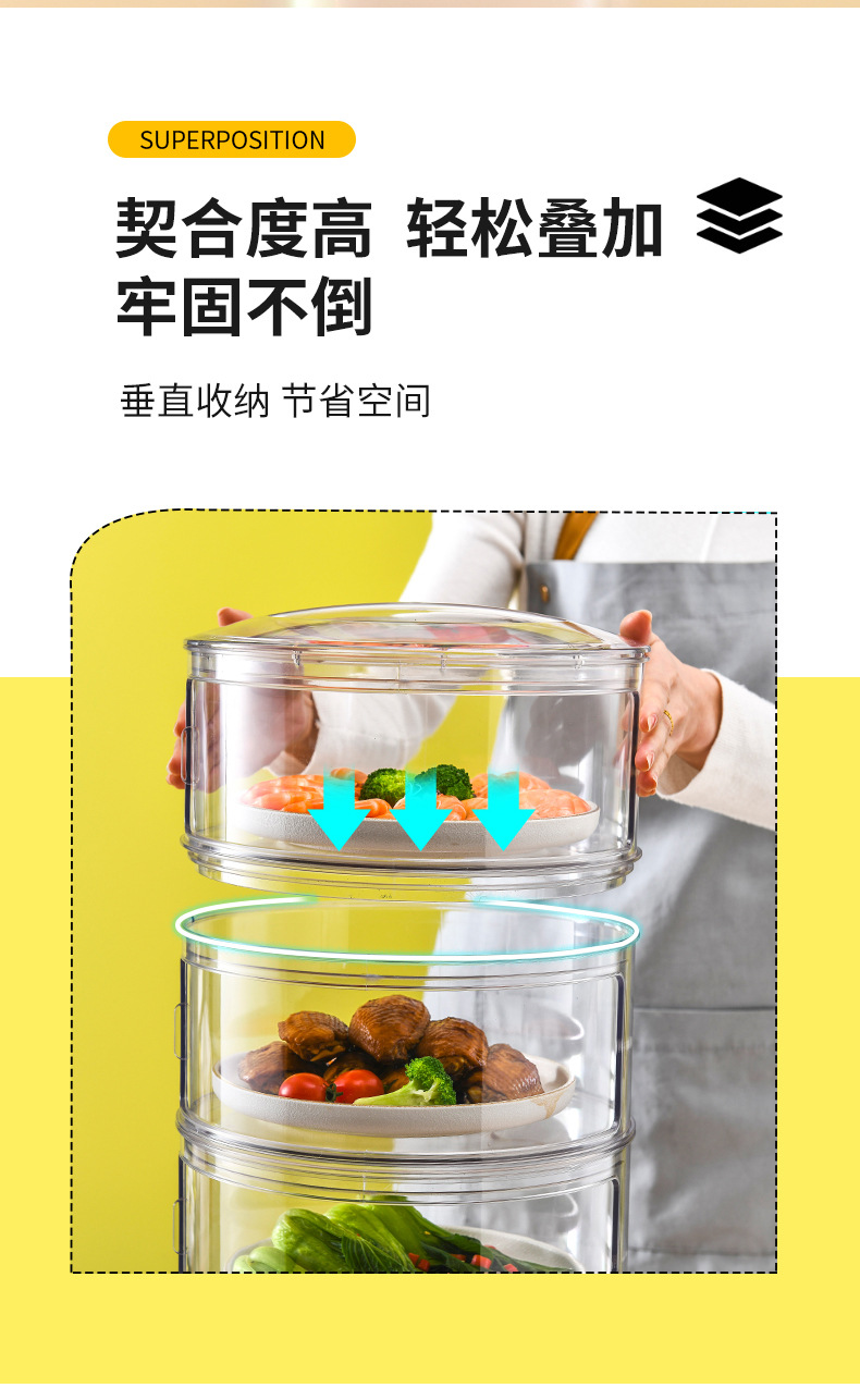 Pet Transparent Thermal Insulation Vegetable Cover Mosquito Dust-Proof Dining Table Food Cover Refrigerator Leftovers Multi-Layer Fresh-Keeping Box Lunch Cover