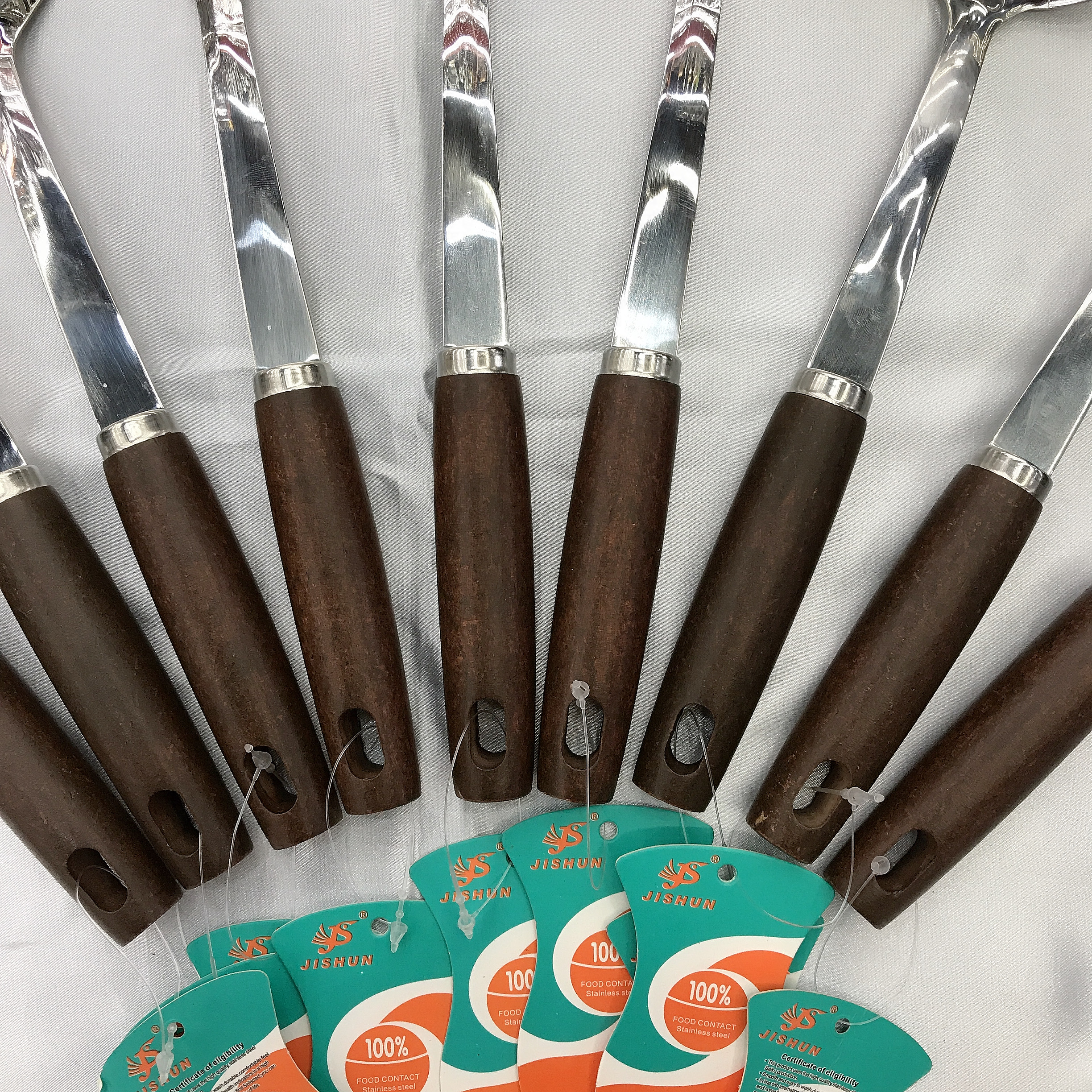 Factory Direct Sales Non-Magnetic Stainless Steel Kitchenware New Wooden Handle Small Soup Spoon Colander Long Tongue Spoon Kitchen Tools