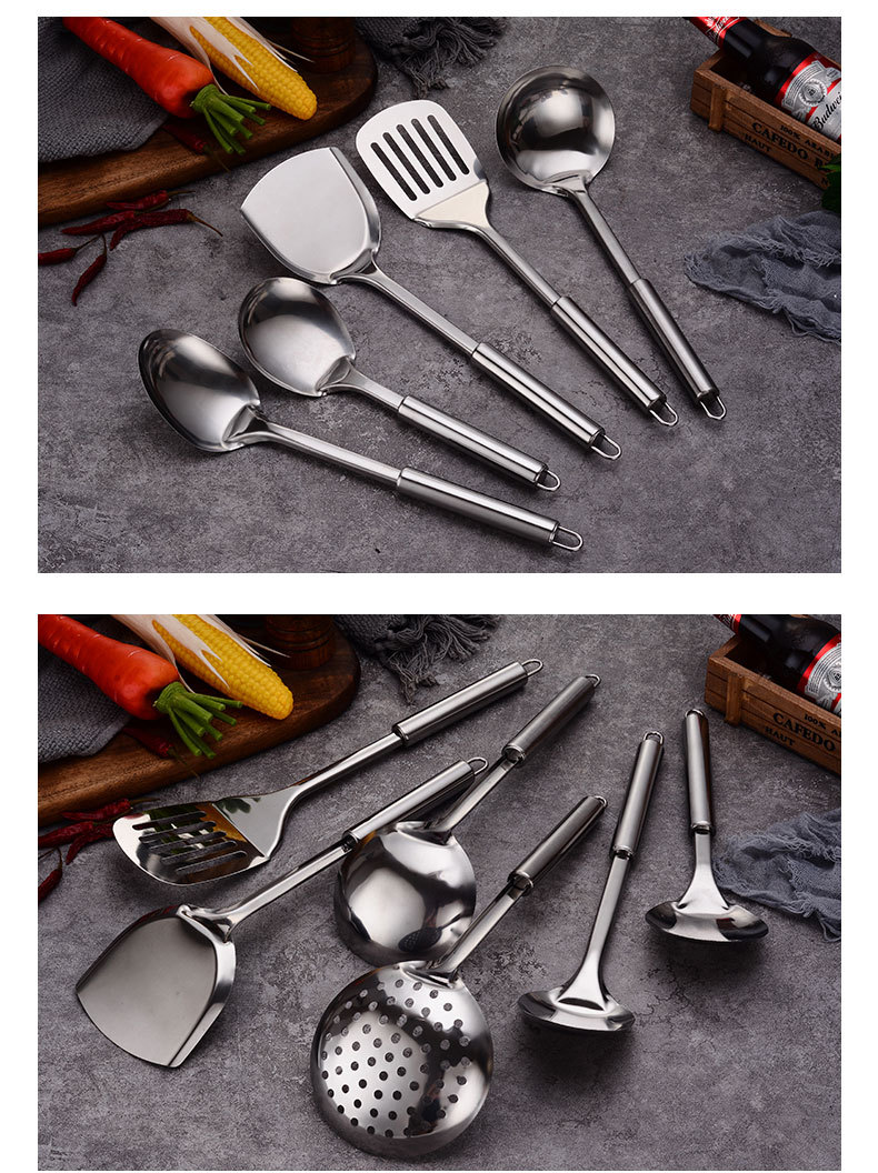 Stainless Steel Spatula and Soup Spoon Colander 9-Piece Set Kitchenware Set Shovel Cooking Cooking Spoon and Shovel Gift Wholesale