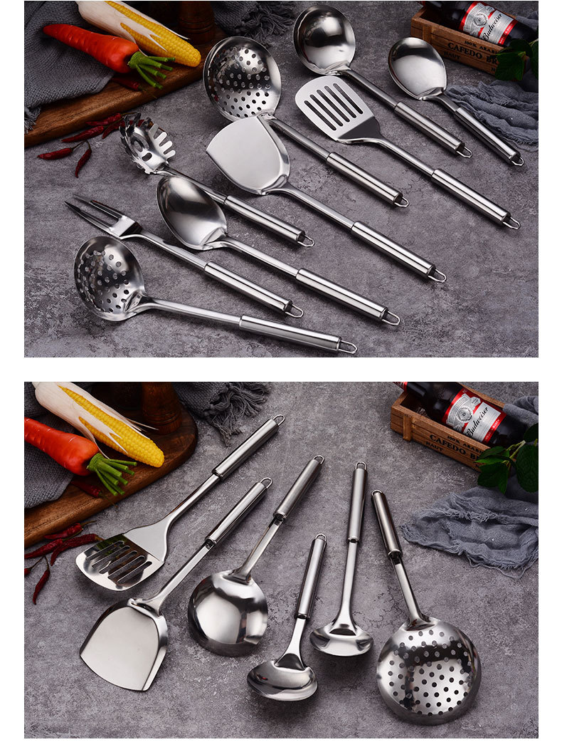 Stainless Steel Spatula and Soup Spoon Colander 9-Piece Set Kitchenware Set Shovel Cooking Cooking Spoon and Shovel Gift Wholesale