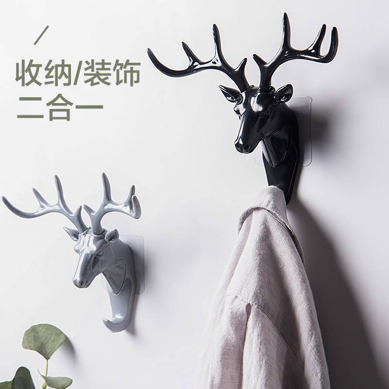 Antlers Hook American Style Furnishings Coat Hook Wall Creative Multi-Functional Seamless Punch-Free Storage Rack