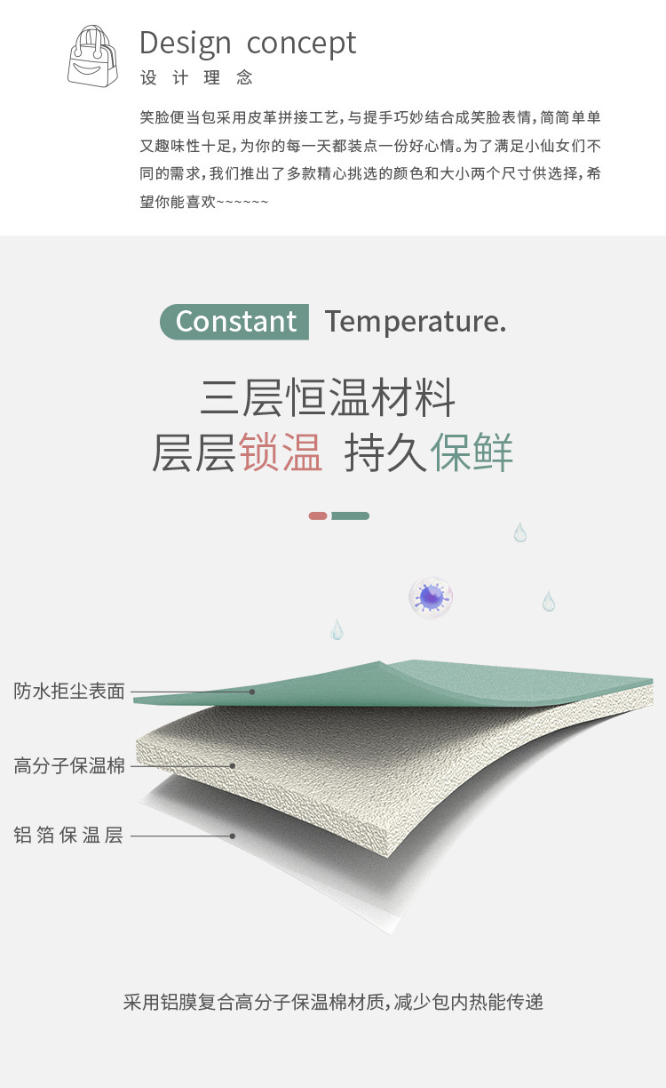 New Smiley Face Insulated Bag Handbag Large Capacity Thickened Aluminum Film Fresh-Keeping Lunch Box Bag Student with Rice Lunch Bag