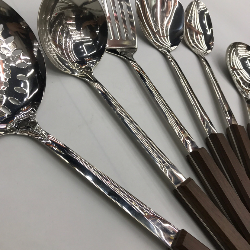 201 Stainless Steel Kitchenware round Head Wood Grain Porridge Colander Spatula Long Tongue Drain Short Rice Spoon Customizable Logo 201 Stainless Steel Kitchenware round Head Wood Grain Porridge Colander Spatula Long Tongue Drain Short Rice Spoon Customizable Logo