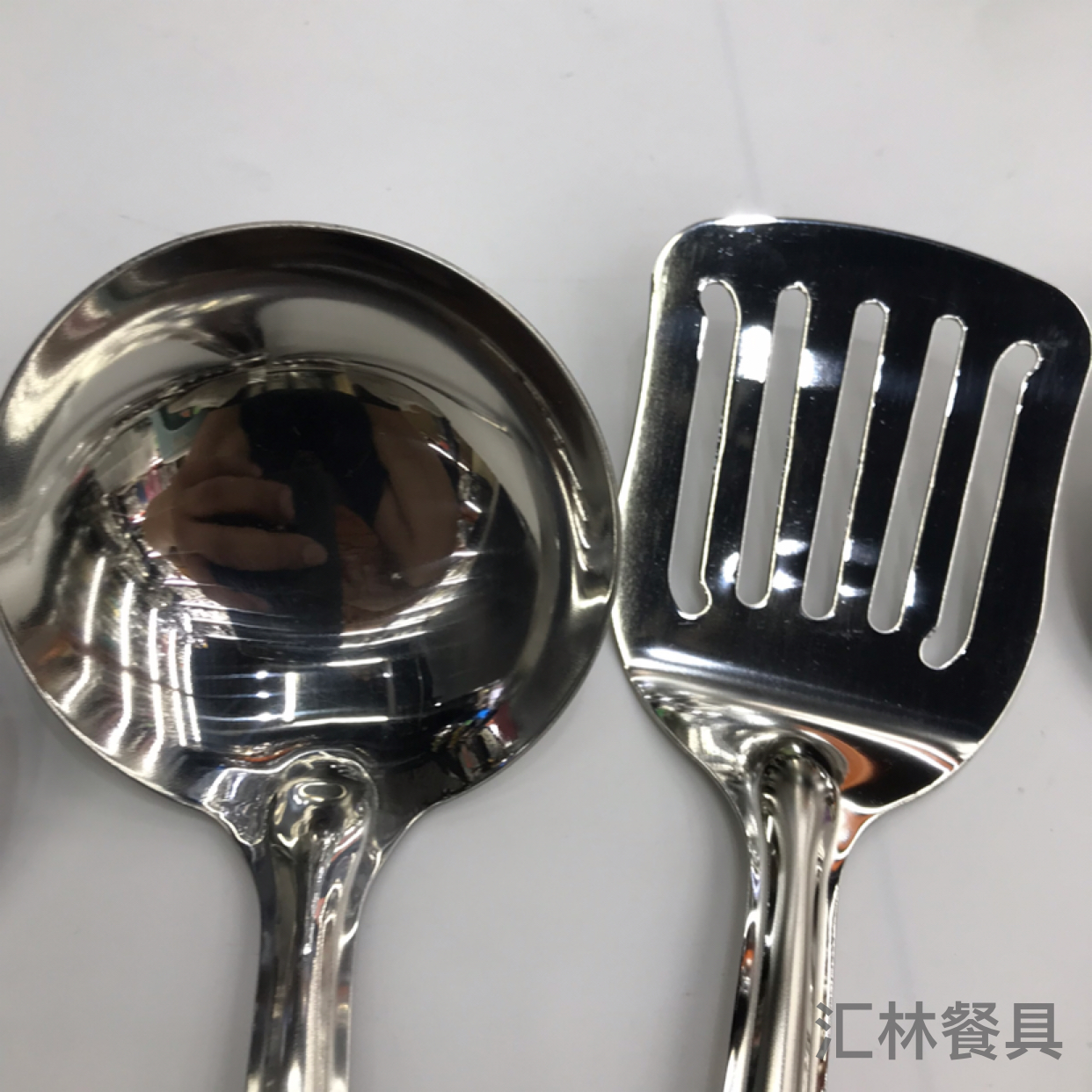 Stainless Steel Kitchenware 1.2 Small Bamboo Steel Handle Porridge Colander Spatula Flat Shovel Long Tongue Drain Spoon Short Rice Spoon Can Be Customized