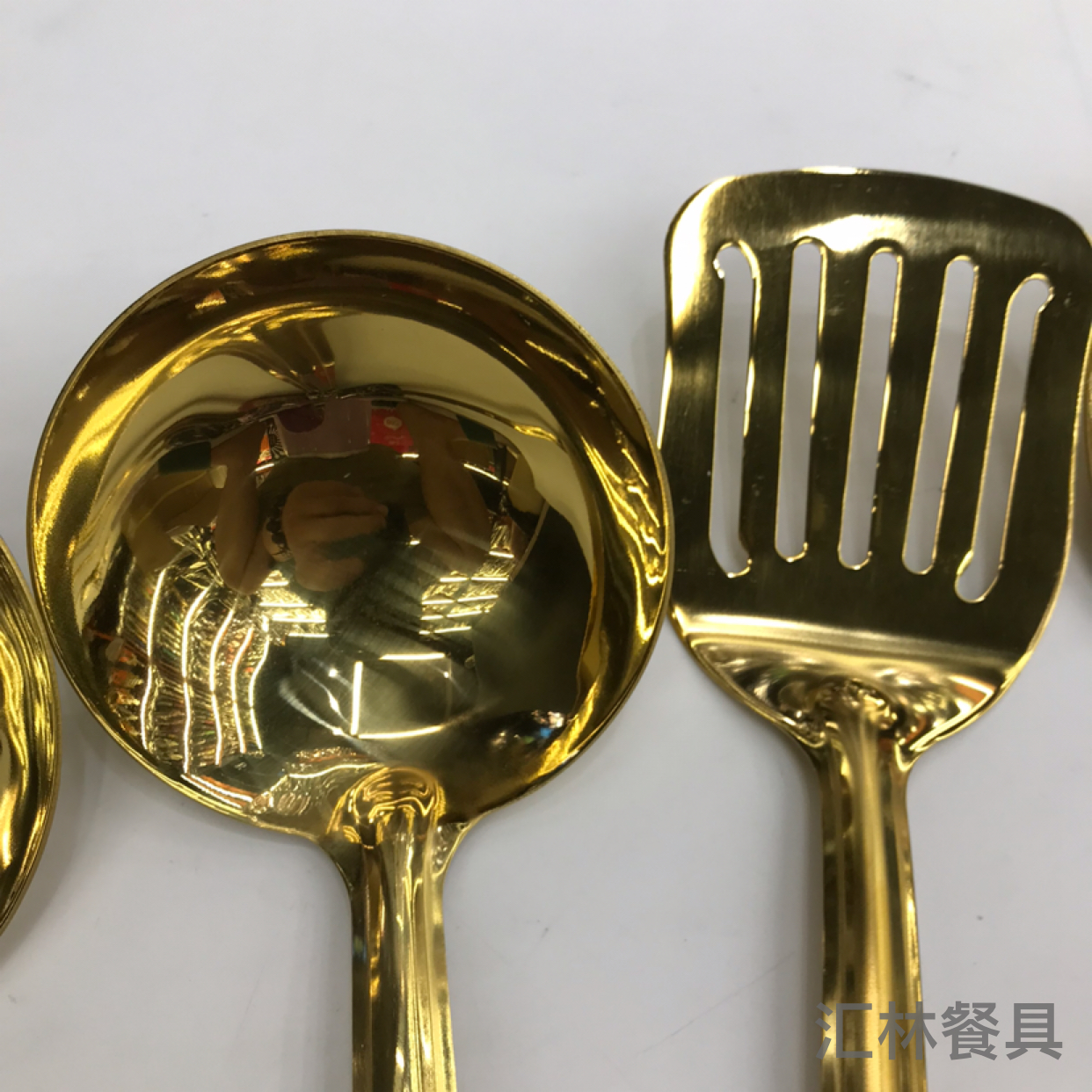 Stainless Steel Kitchenware 1.5cm Titanium-Plated Marble Handle Porridge Colander Spatula Flat Shovel Long Tongue Spoon Short Rice Spoon