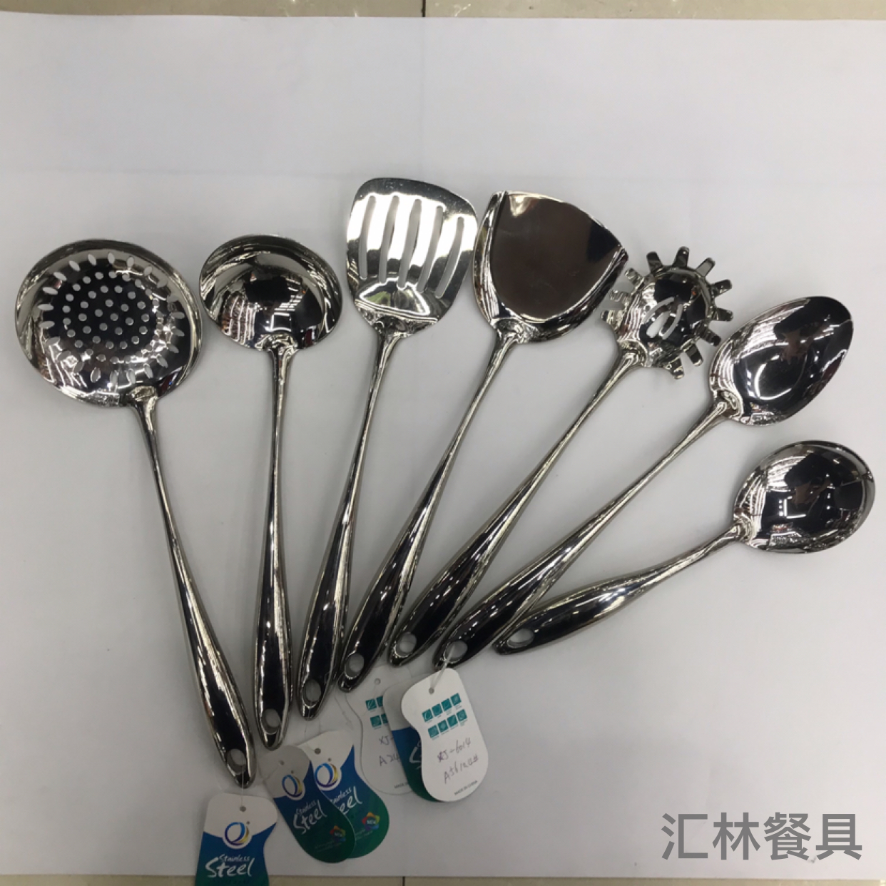 201 Stainless Steel Kitchenware S-Type Hollow Handle Porridge Colander Spatula Long Tongue Short Rice Spoon Customizable Logo