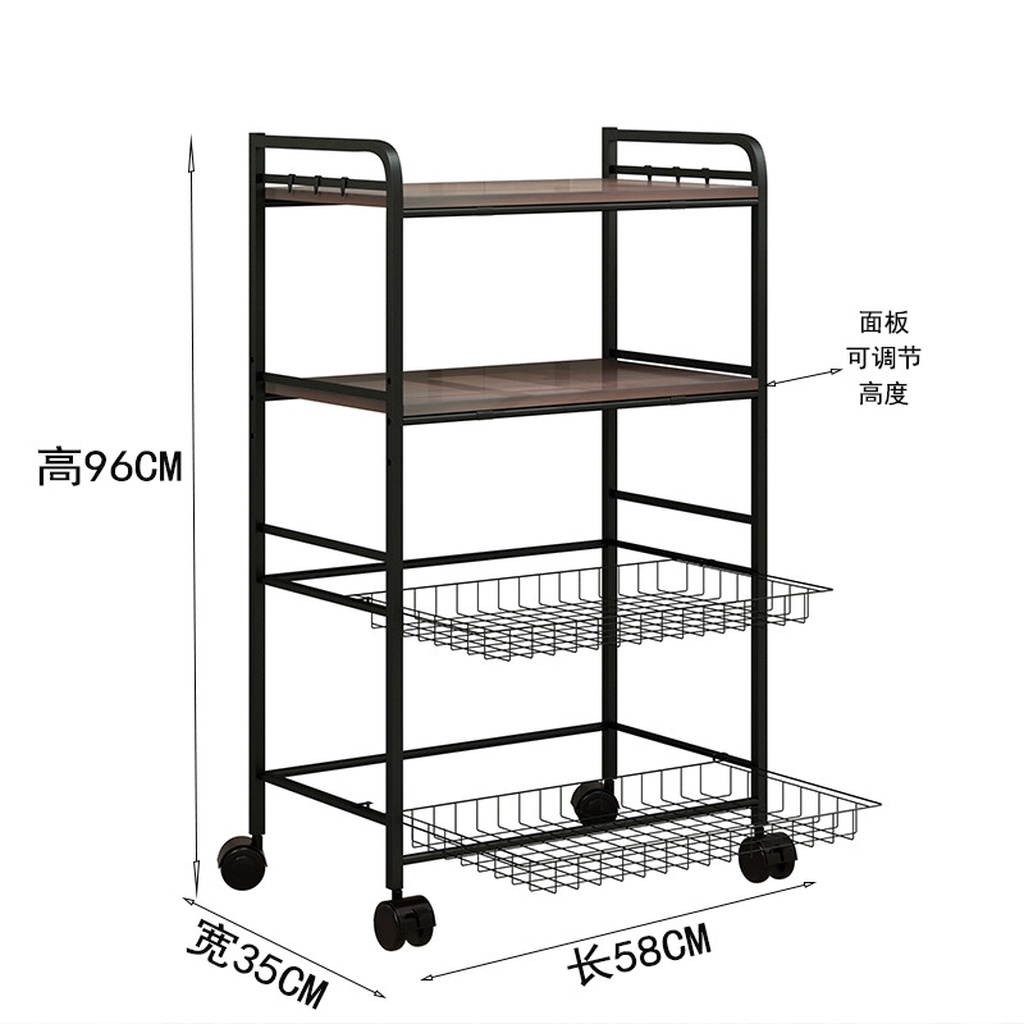 Kitchen shelf fruit and vegetable floor-to-floor multi-layer microwave oven storage rack storage pot oven basket