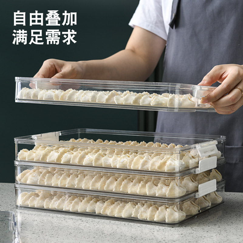 Refrigerator Storage Box Dumplings Box Household Quick-Frozen Dumpling Box Wonton Fresh-Keeping Quick-Frozen Box Household Dumpling Freezing Transparent Box