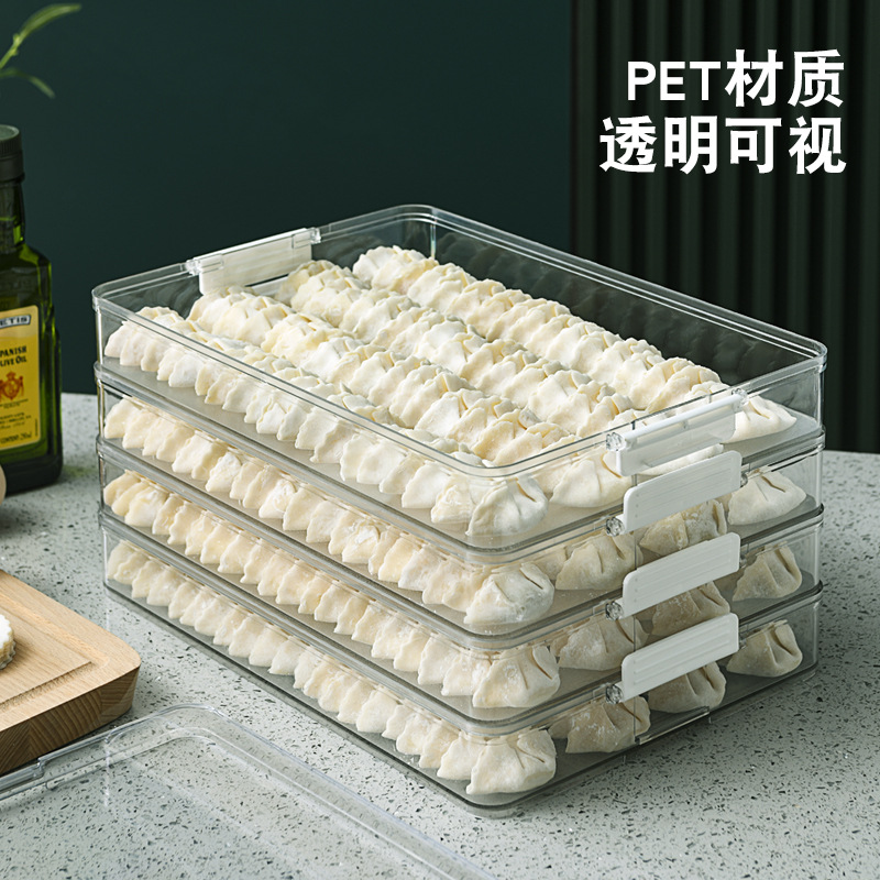 Refrigerator Storage Box Dumplings Box Household Quick-Frozen Dumpling Box Wonton Fresh-Keeping Quick-Frozen Box Household Dumpling Freezing Transparent Box