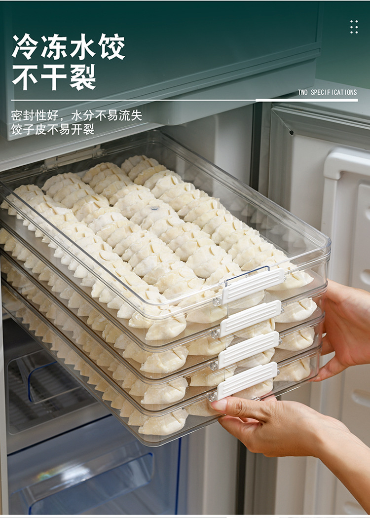 Refrigerator Storage Box Dumplings Box Household Quick-Frozen Dumpling Box Wonton Fresh-Keeping Quick-Frozen Box Household Dumpling Freezing Transparent Box