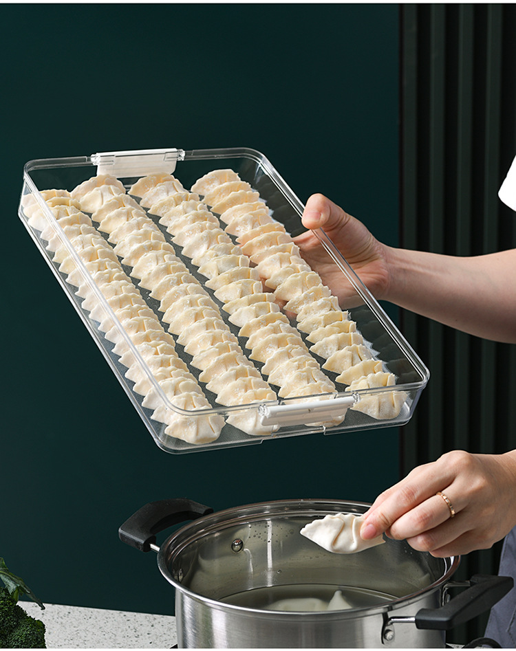 Refrigerator Storage Box Dumplings Box Household Quick-Frozen Dumpling Box Wonton Fresh-Keeping Quick-Frozen Box Household Dumpling Freezing Transparent Box