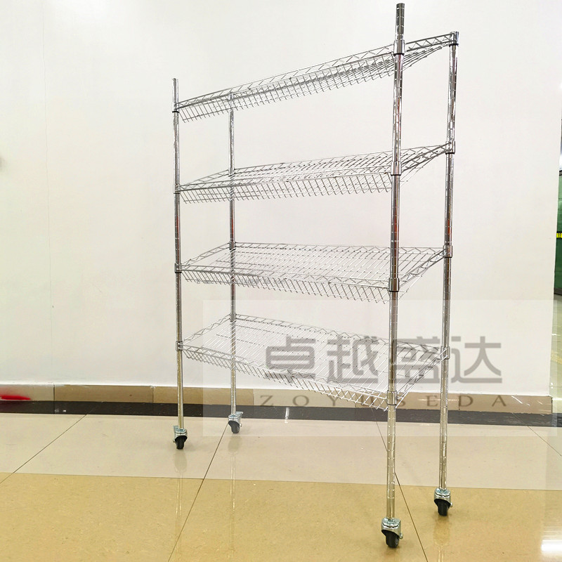 Storage Rack Steel Wire Multi-Layer Storage Rack Storage Mobile Storage Rack Sundries Rack Stainless Steel Color Shelf