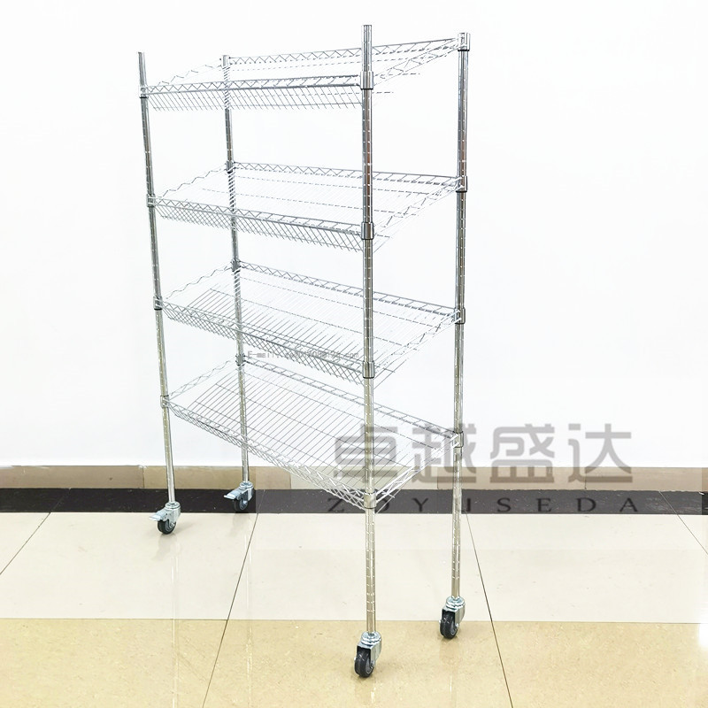 Storage Rack Steel Wire Multi-Layer Storage Rack Storage Mobile Storage Rack Sundries Rack Stainless Steel Color Shelf