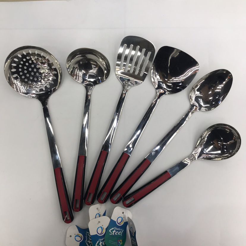 201 Stainless Steel Kitchenware Black and Red Square Hole Porridge Colander Spatula Long Tongue Drain Short Rice Spoon Customizable Logo 201 Stainless Steel Kitchenware Black and Red Square Hole Porridge Colander Spatula Long Tongue Drain Short Rice Spoon Customizable Logo