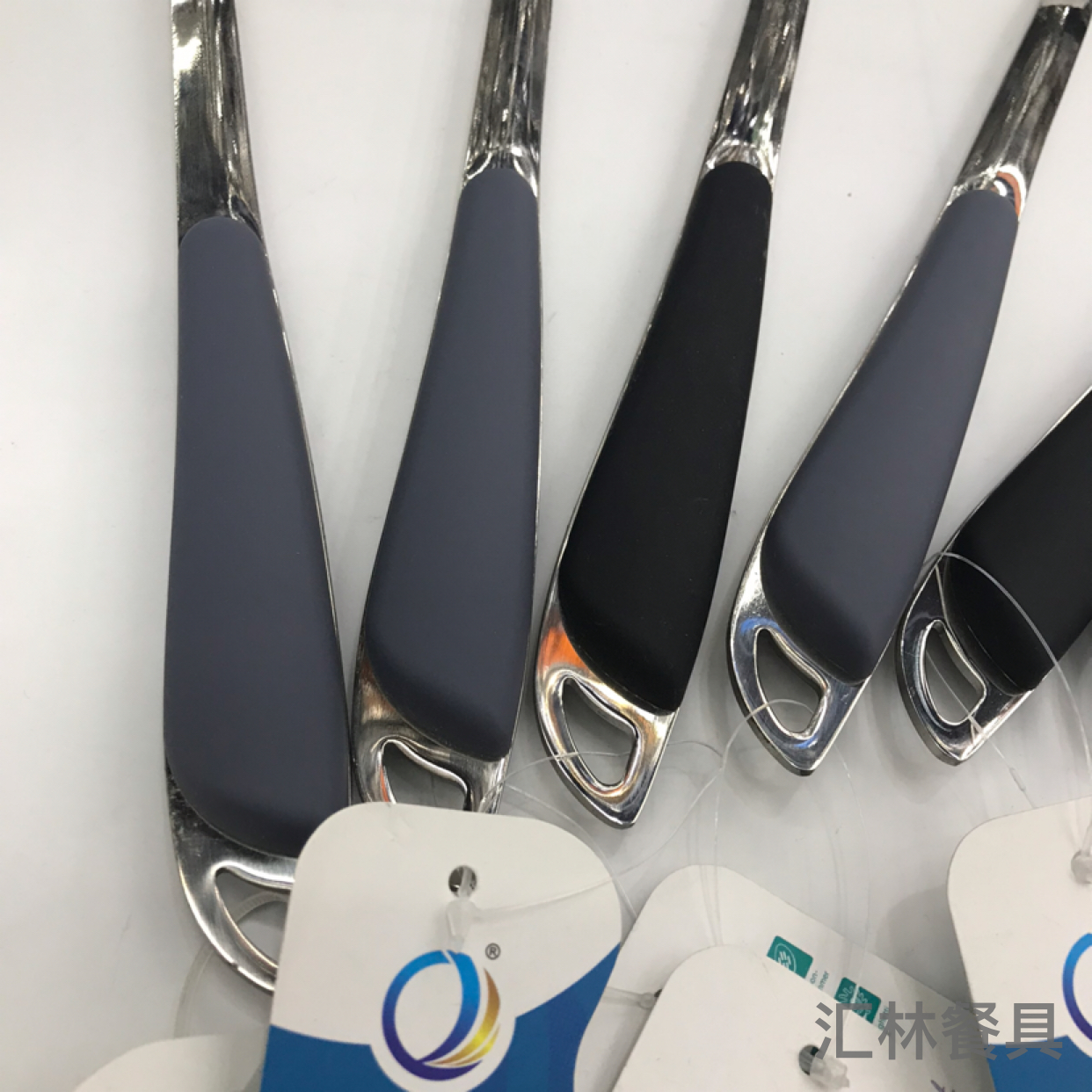 201 Stainless Steel Kitchenware Oblique Handle Plastic Porridge Colander Spatula Long Tongue Drain Short Rice Spoon Customizable Logo