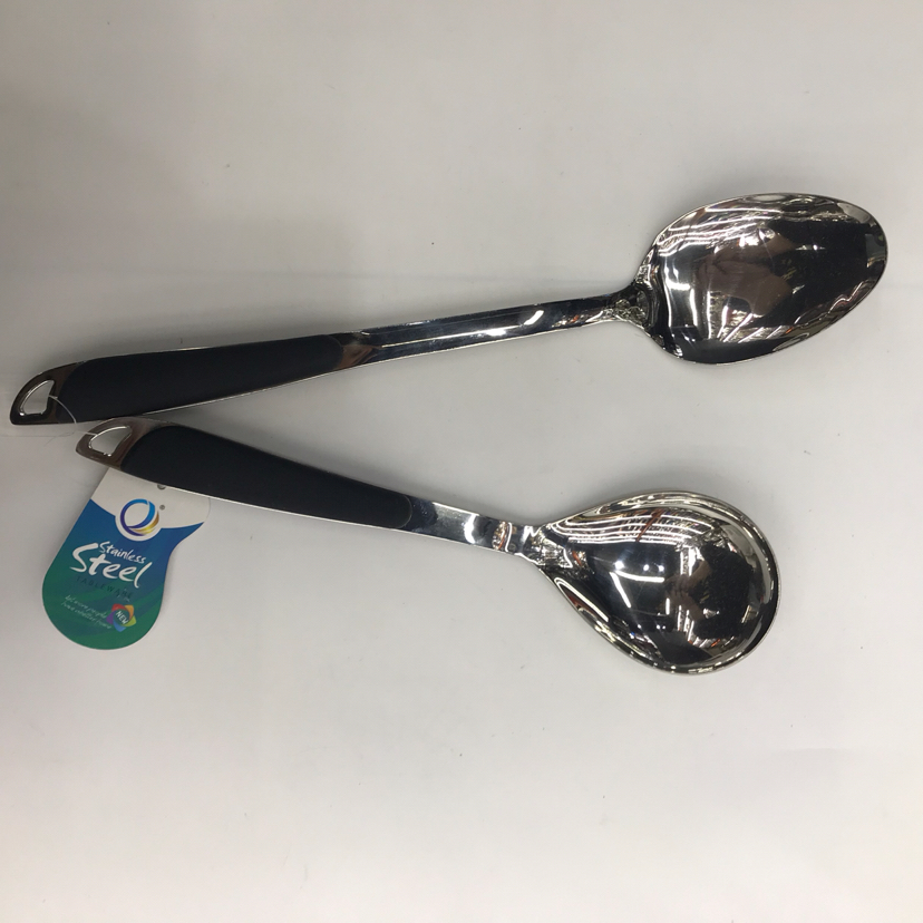 201 Stainless Steel Kitchenware Oblique Handle Plastic Porridge Colander Spatula Long Tongue Drain Short Rice Spoon Customizable Logo