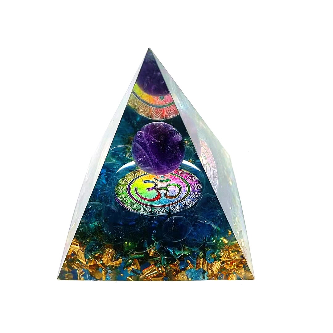 Foreign Trade Crystal Ball Pyramid Ornament Gravel Epoxy Resin Crafts Home Office Car Decoration