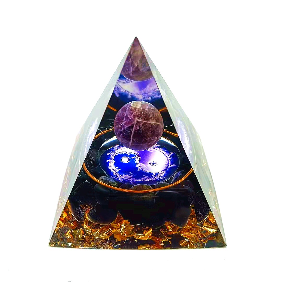 Foreign Trade Crystal Ball Pyramid Ornament Gravel Epoxy Resin Crafts Home Office Car Decoration