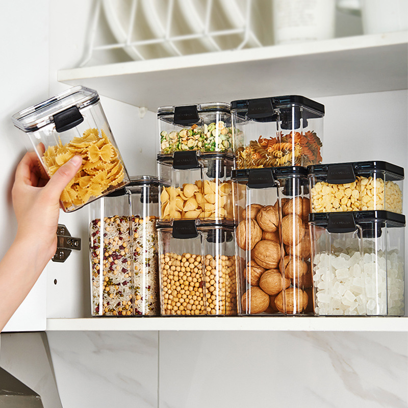 Kitchen Refrigerator Fresh-Keeping Sealed Jar Food Grade Transparent Plastic Miscellaneous Grains Jar Sealed Box Storage Jar Storage Box