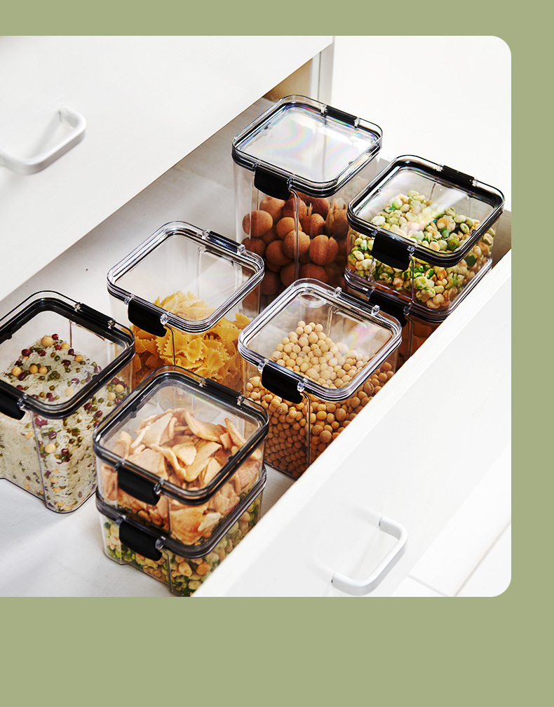 Kitchen Refrigerator Fresh-Keeping Sealed Jar Food Grade Transparent Plastic Miscellaneous Grains Jar Sealed Box Storage Jar Storage Box Kitchen Refrigerator Fresh-Keeping Sealed Jar Food Grade Transparent Plastic Miscellaneous Grains Jar Sealed Box Storage Jar Storage Box