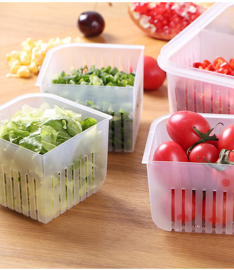 Four Grids with Lid Chopped Green Onion Ginger Slice Garlic Fresh-Keeping Box Refrigerator Fruit Vegetable Storage Kitchen Draining Storage Box with Lid Four Grids with Lid Chopped Green Onion Ginger Slice Garlic Fresh-Keeping Box Refrigerator Fruit Vegetable Storage Kitchen Draining Storage Box with Lid