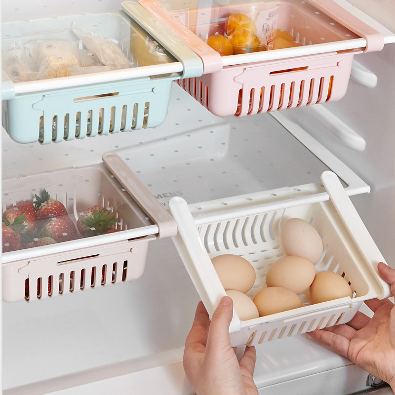 Retractable Refrigerator Partition Storage Rack Household Storage Rack Fresh-Keeping Pull-out Classification Box