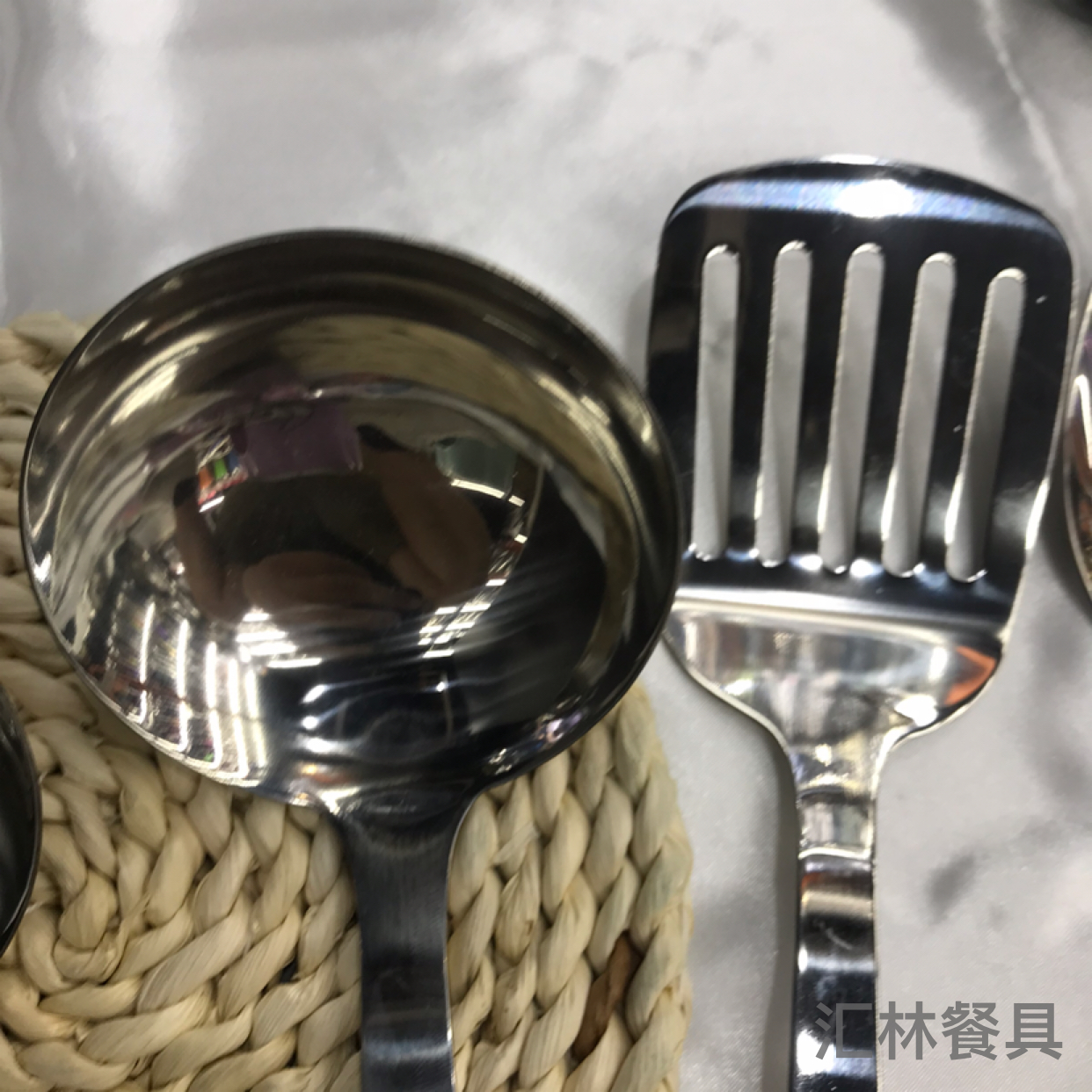 Stainless Steel Kitchenware Yalih Square Handle Porridge Colander Spatula Flat Shovel Long Tongue Spoon Hotel Exclusive
