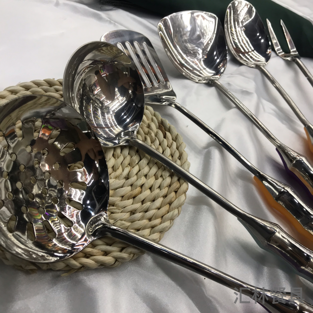 Stainless Steel Kitchenware 2cm Fashion Bamboo Porridge Colander Spatula Flat Shovel Long Tongue Spoon Hotel Exclusive