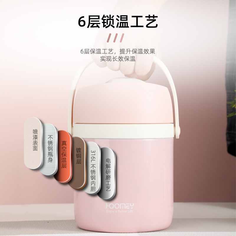 Large Capacity Stainless Steel Vacuum Insulated Rice Bucket Multi-Layer Sealed Fresh-Keeping Lunch Box Student Couple Bento Lunch Box Wholesale
