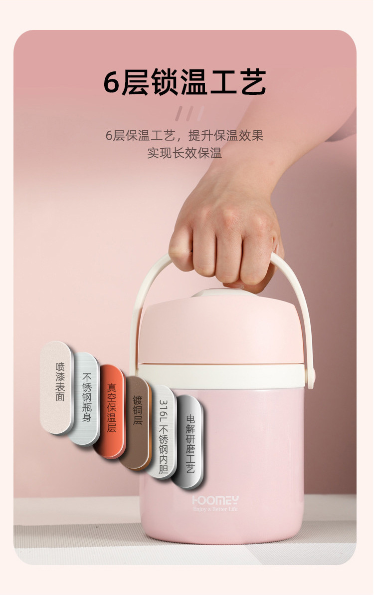 Large Capacity Stainless Steel Vacuum Insulated Rice Bucket Multi-Layer Sealed Fresh-Keeping Lunch Box Student Couple Bento Lunch Box Wholesale