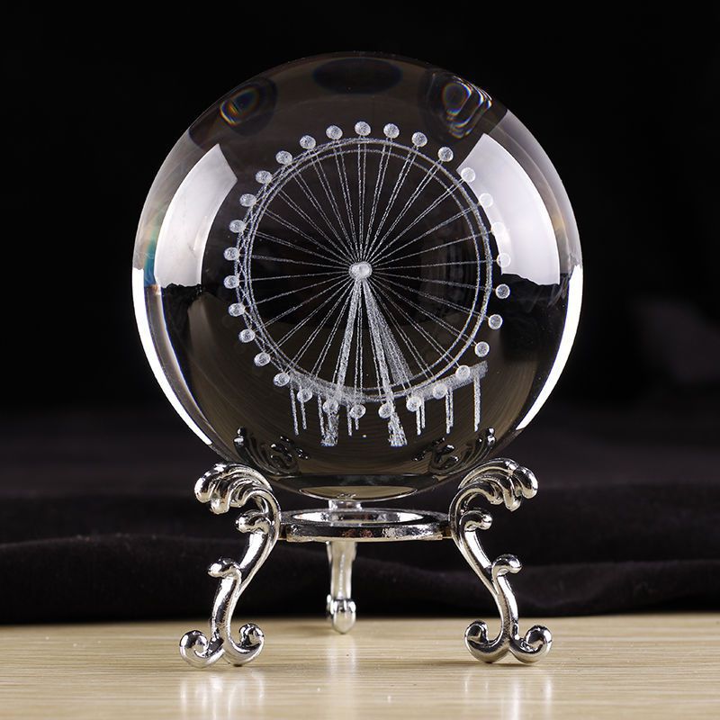 Zhibo K9 Crystal Ball Inner Carving Solar System Creative Home Decoration Glass Ball Luminous Music Box Crafts Wholesale