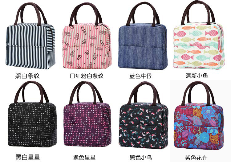 Creative New Printing Large Capacity Lunch Box Bag Insulated Bag Fresh-Keeping Aluminum Foil Outdoor Picnic Bag Portable Lunch Box Bag