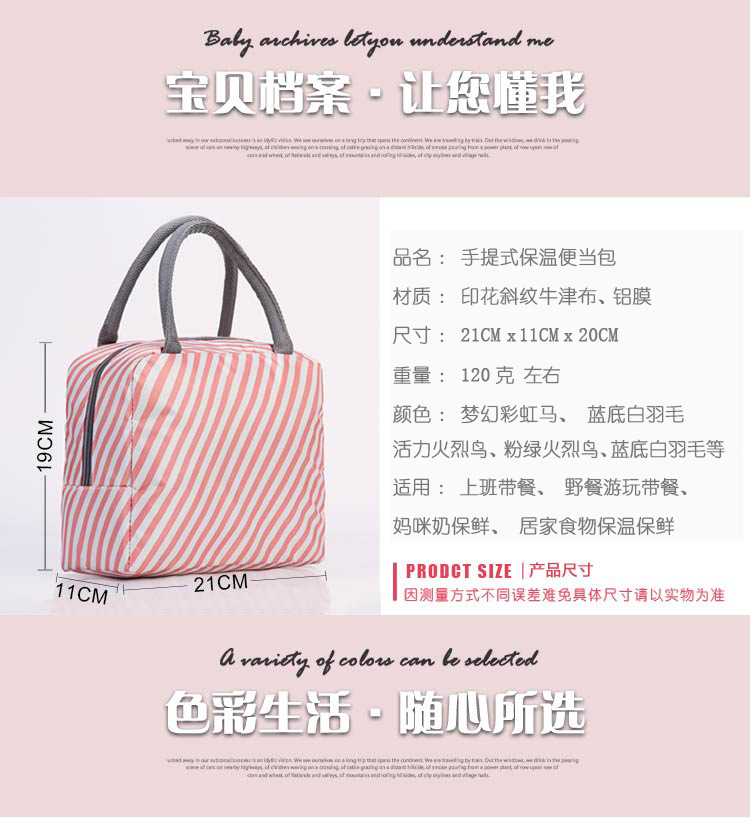 Creative New Printing Large Capacity Lunch Box Bag Insulated Bag Fresh-Keeping Aluminum Foil Outdoor Picnic Bag Portable Lunch Box Bag