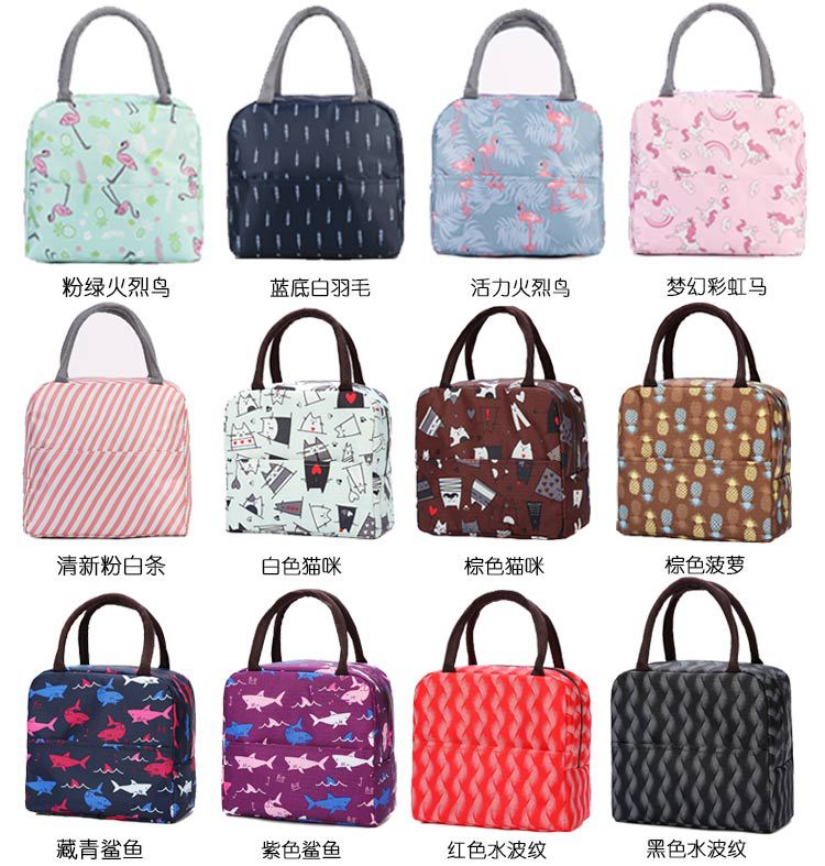 Creative New Printing Large Capacity Lunch Box Bag Insulated Bag Fresh-Keeping Aluminum Foil Outdoor Picnic Bag Portable Lunch Box Bag