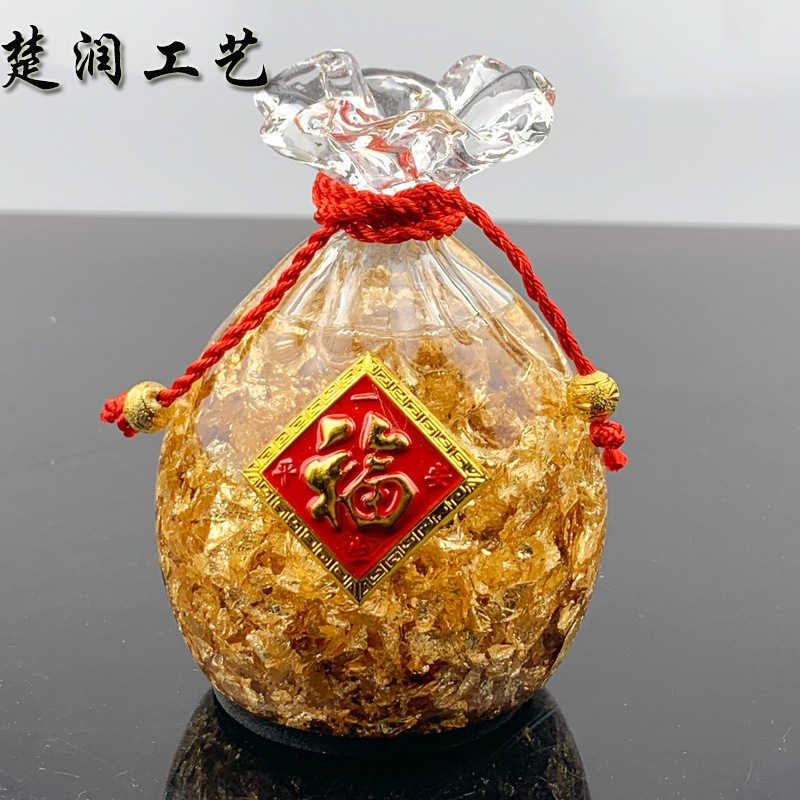 New Listing Gold Foil Crystal Lucky Bag Crafts Decoration Company Promotional Creative Gifts New Exotic