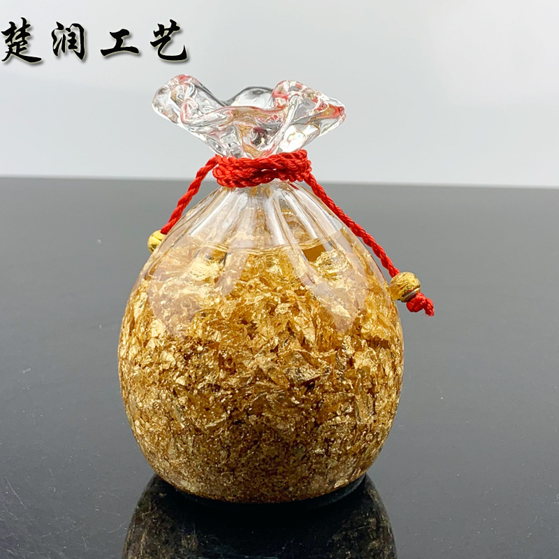 New Listing Gold Foil Crystal Lucky Bag Crafts Decoration Company Promotional Creative Gifts New Exotic