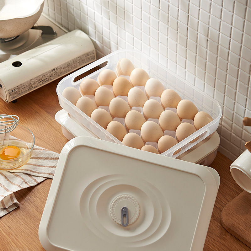 J25-6510 Egg Storage Box Large Capacity Transparent Fresh-Keeping Stackable Duck Egg Storage Box 24 Grid Refrigerator Egg Carton Egg Rack