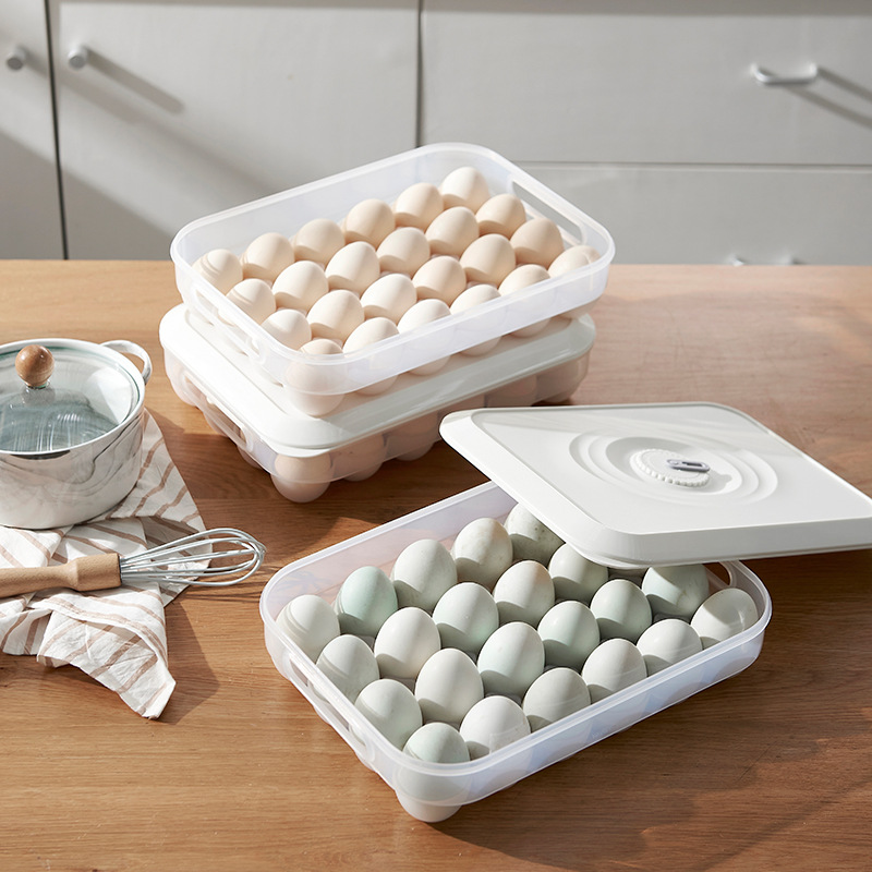 J25-6510 Egg Storage Box Large Capacity Transparent Fresh-Keeping Stackable Duck Egg Storage Box 24 Grid Refrigerator Egg Carton Egg Rack