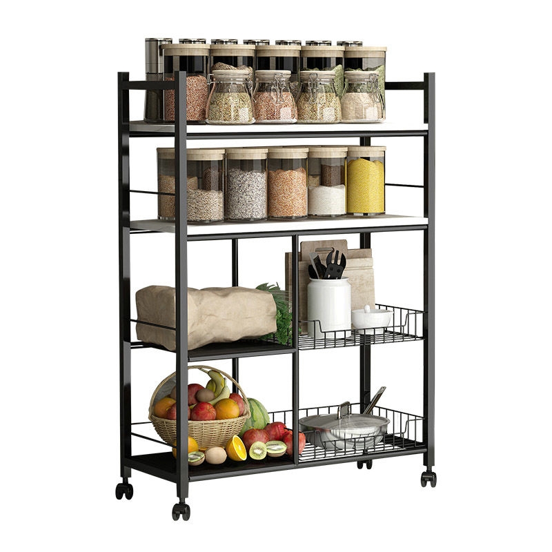 Kitchen shelf fruit and vegetable floor-to-floor multi-layer microwave oven storage rack storage pot oven basket