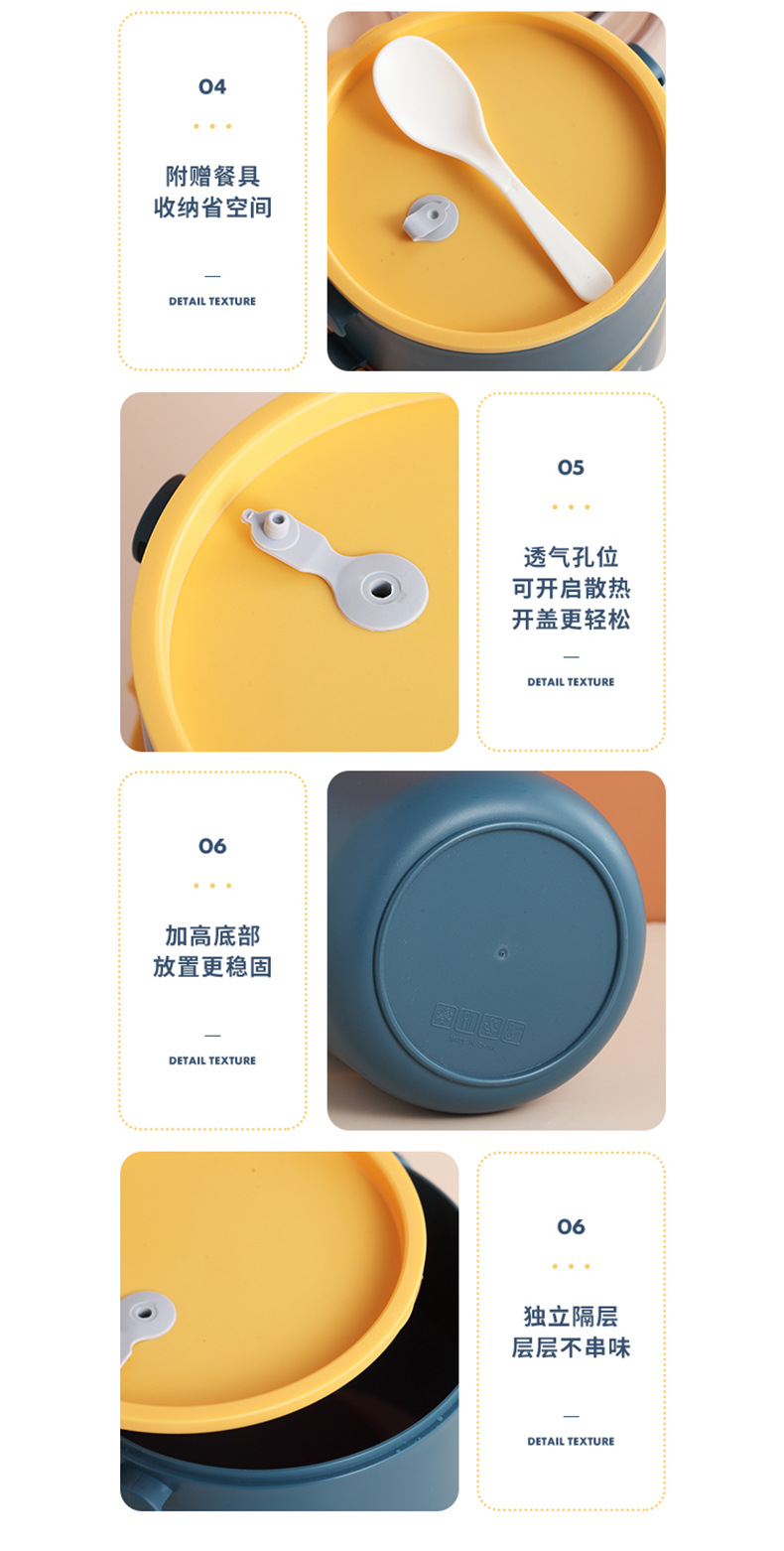 Double-Layer round Lunch Box Office Worker Portable with Cover Microwave Oven Heated Bento Box Sealed Fresh-Keeping Student Bento Box