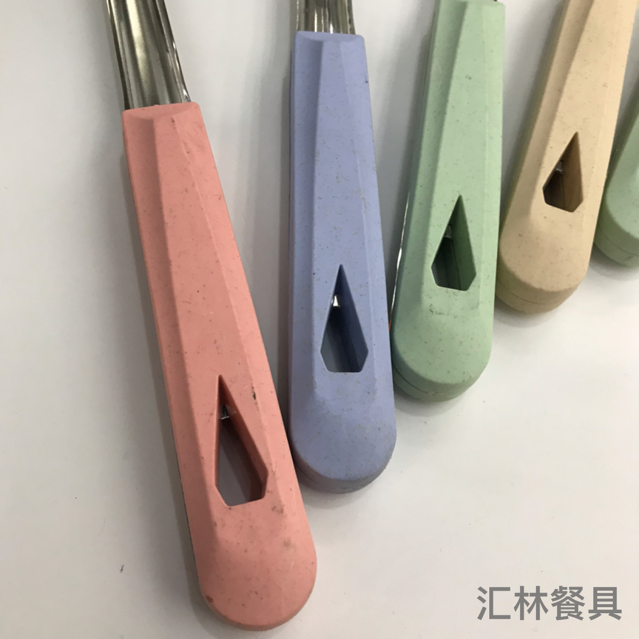 Stainless Steel Kitchenware Diamond Candy-Colored Handle Anti-Scald Porridge Colander Spatula Flat Shovel Long Tongue Spoon Custom Logo