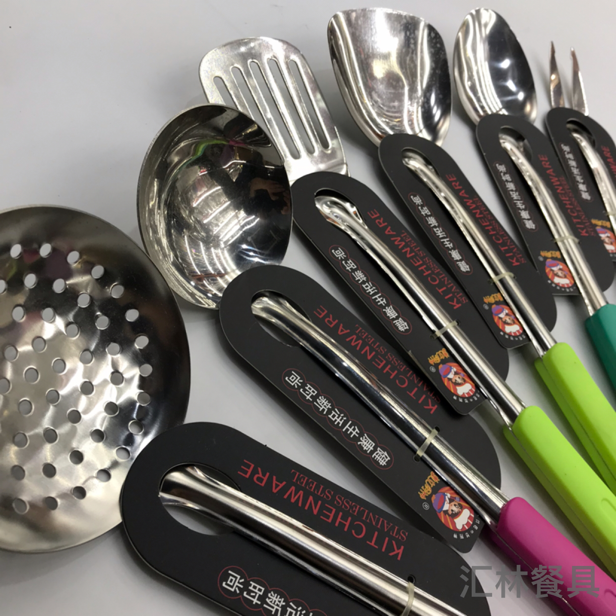 Stainless Steel Kitchenware 1.5cm Non-Magnetic Gold Key Hole Handle Anti-Scald Porridge Colander Spatula Leaking Long Tongue Spoon Can Be Customized