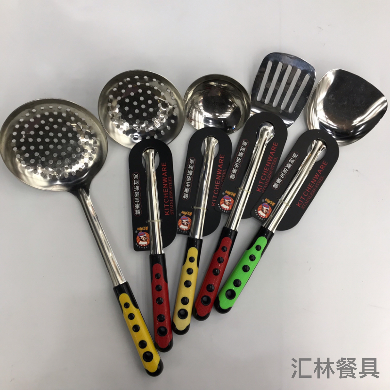 Stainless Steel Kitchenware 1.5cm Non-Magnetic Dot Handle Anti-Scald Porridge Colander Spatula Flat Shovel Leaking Long Tongue Spoon Can Be Customized
