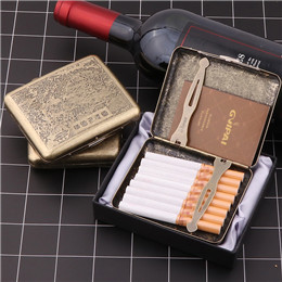 20 PCs Metal Creativity Double-Open Cigarette Box Pressure-Resistant Moisture-Proof Fresh-Keeping Aluminum Alloy Cigarette Accessories Glossy Cigarette Box